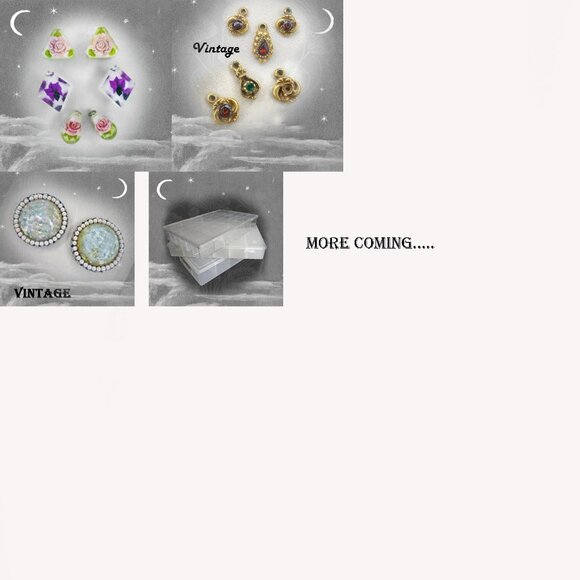 Vintage Reverse Carved Painted Lucite Flower Pieces, 6 Piece Lot, Jewelry Making - Picture 8 of 11